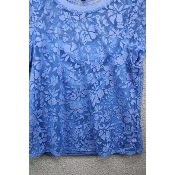 Laundry by Shelli Segal Mesh Overlay Floral Top-Large-Whimsigoth - Picture 2 of 10